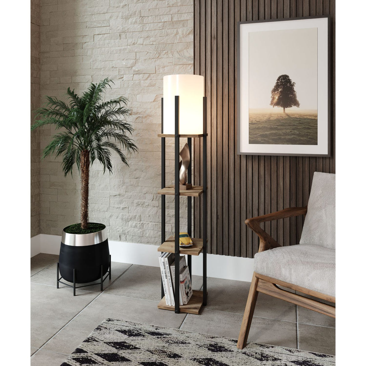 Dakar (21 x 21 cm) Golvlampa Natur Svart