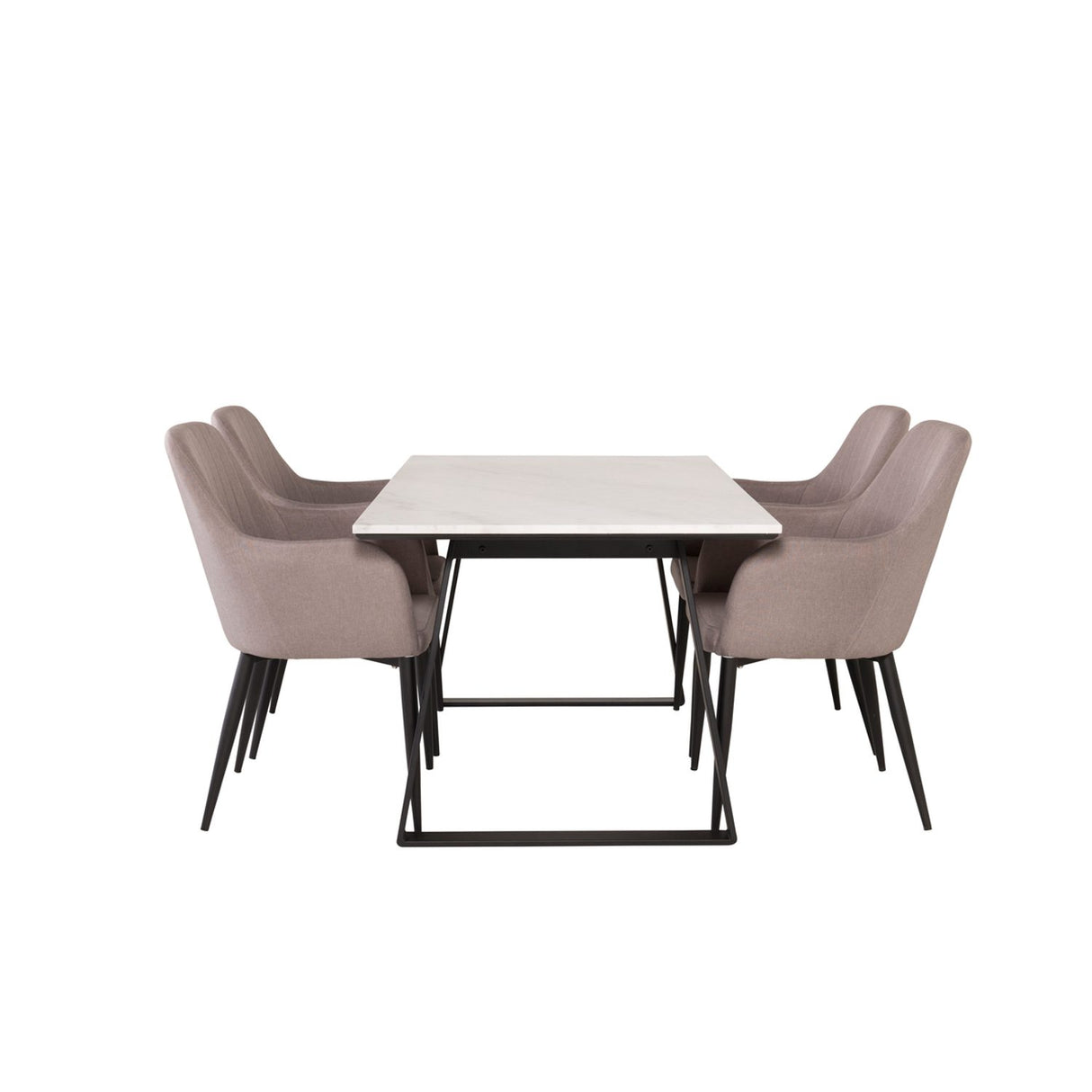 Estelle, Comfort Rektangulär matgrupp Svart,Grå, Svart,Vit, 140 x 90