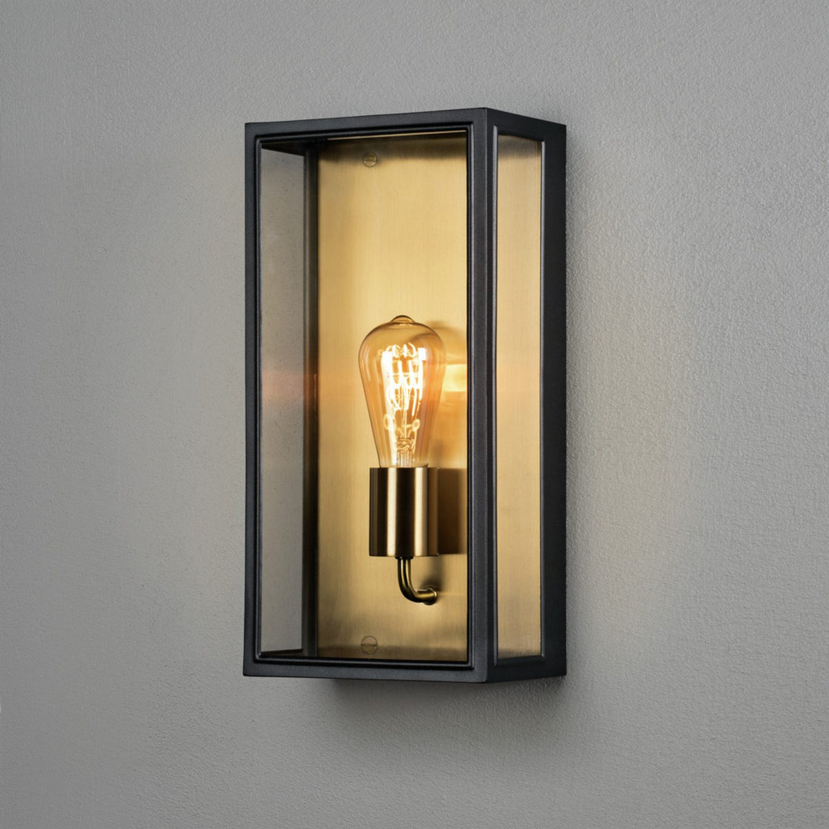 Carpi E27 Vägglampa Ute Svart/Mässing, Stor (20.5 cm)