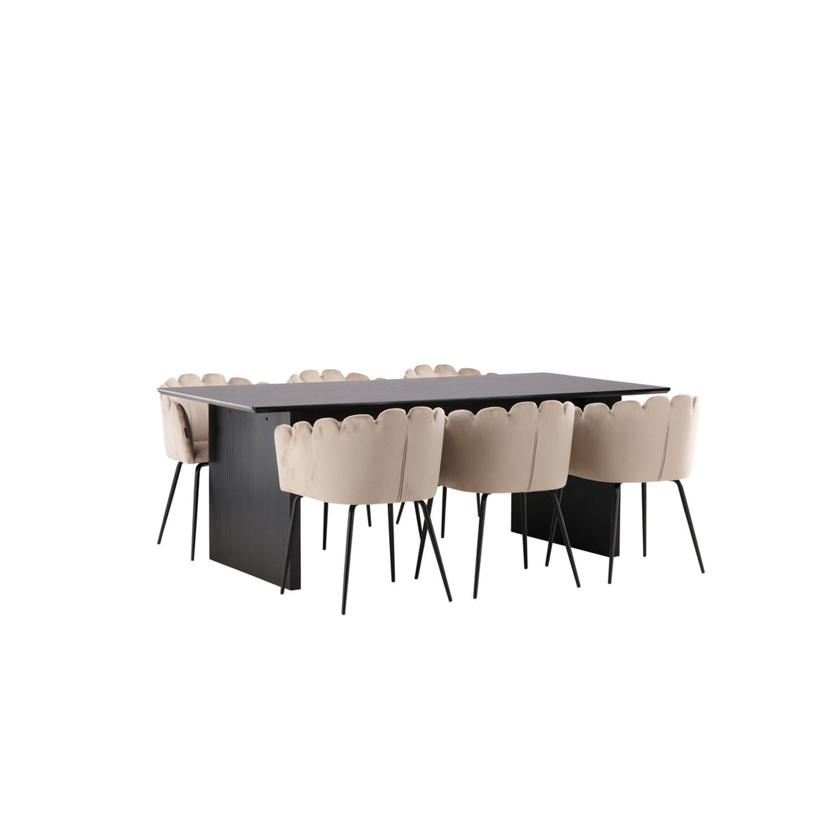 Vail, Limhamn Rektangulär matgrupp Beige, Svart, Svart, 200 x 100