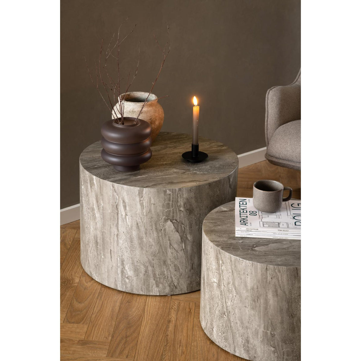 Dijon Satsbord Rund 58x58 cm Grå