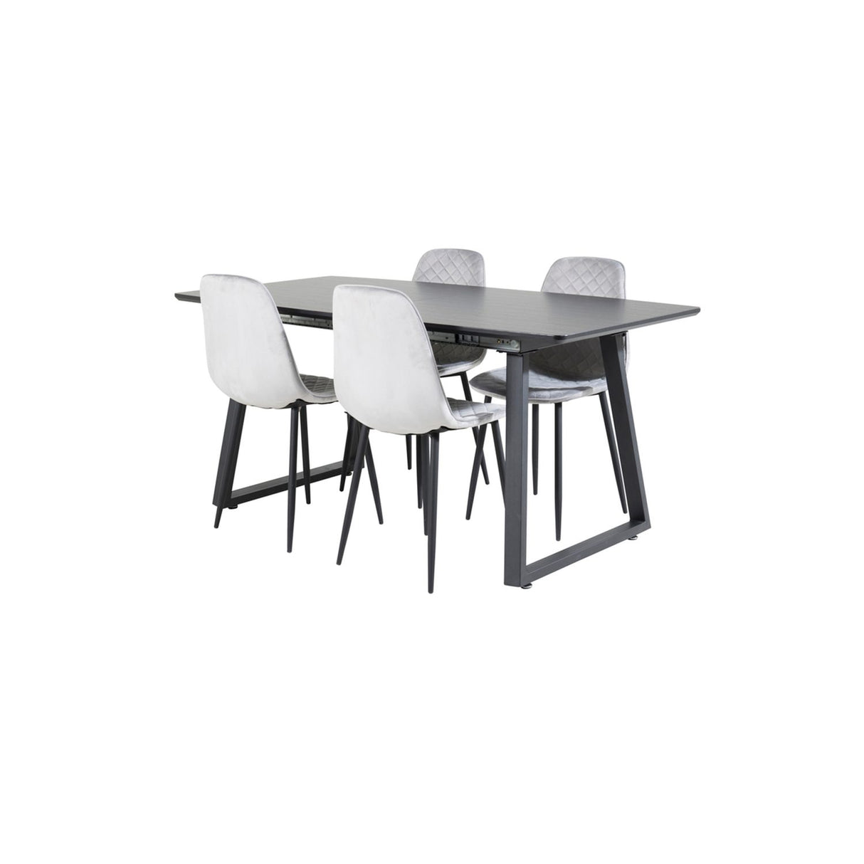 Inca, Polar Rektangulär matgrupp Svart,Grå, Svart, 160 x 85