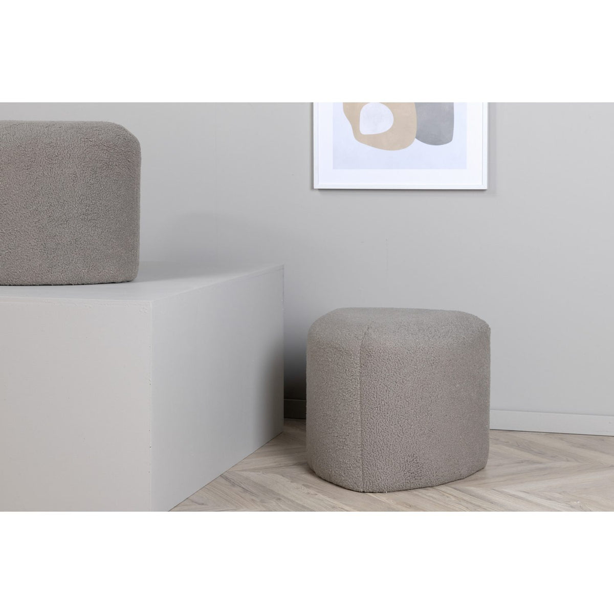 Peg Puff Grå, Polyester teddy