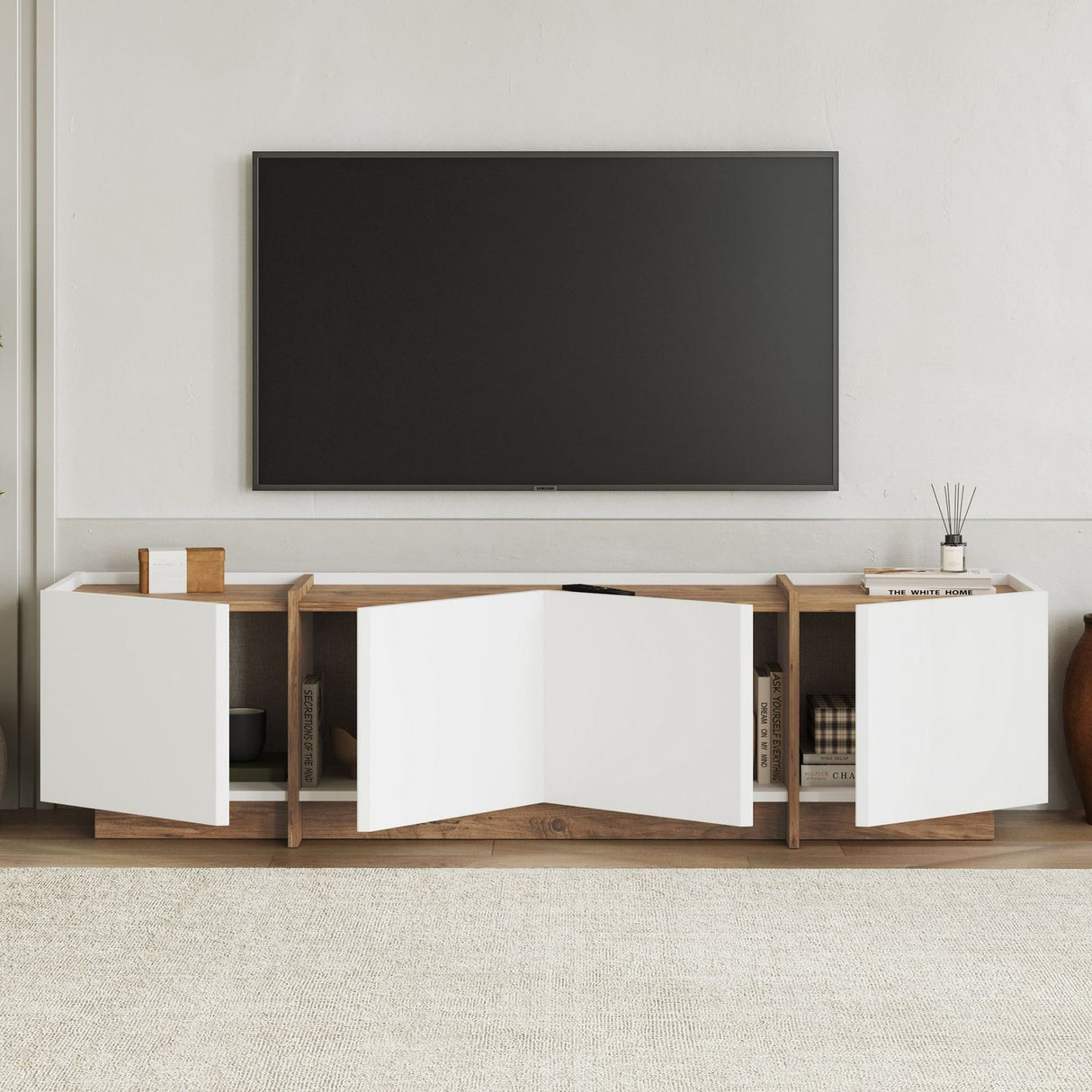 Victoria TV-bänk Vit Atlantic Pine