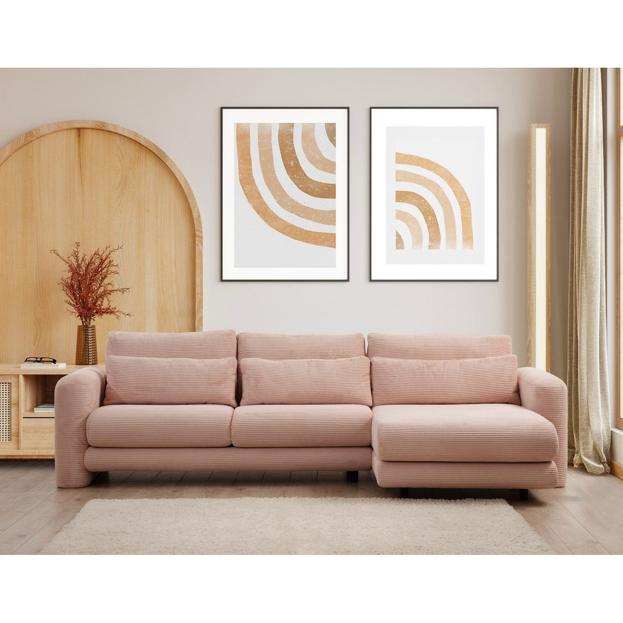 Essaouira hörn (290-165 x 97 x 73 cm) Hörnsoffa Rosa