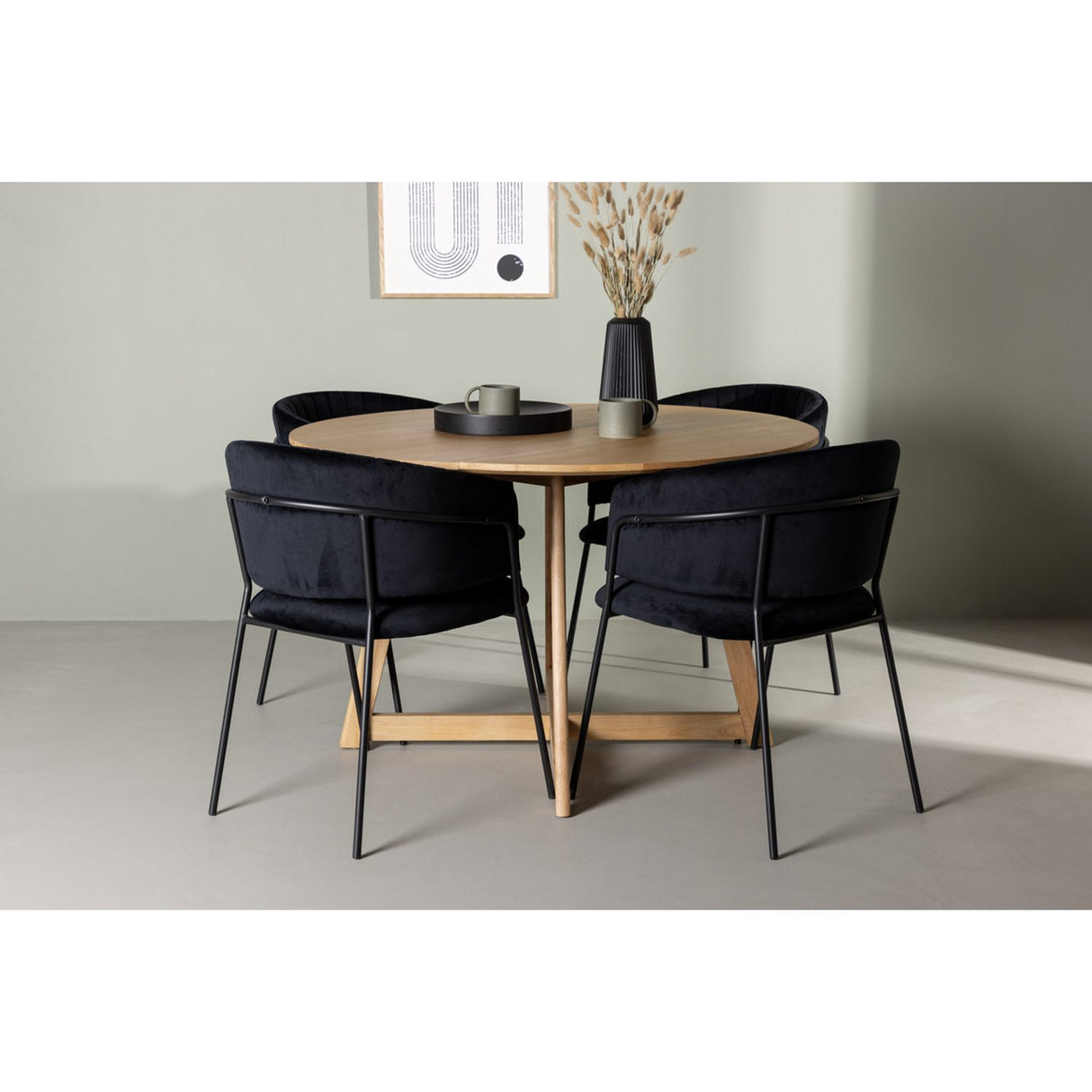 Yakidon, Selma Rund matgrupp Svart, Brun, ⌀120