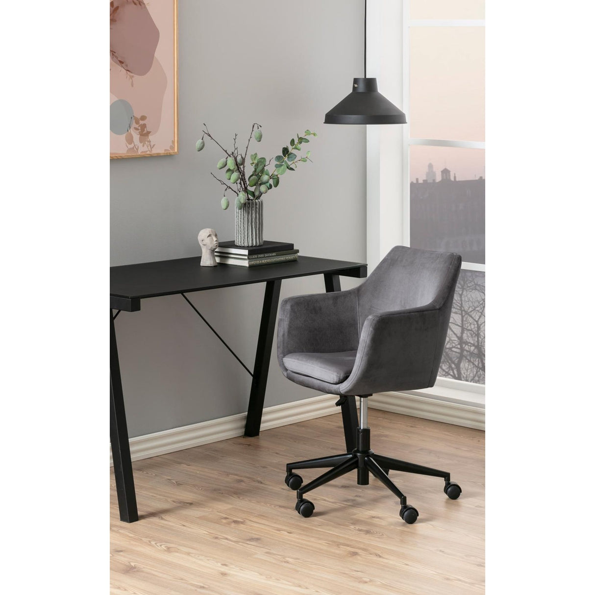 Grimstad Skrivbordsstol Vic tyg Mörkgrå