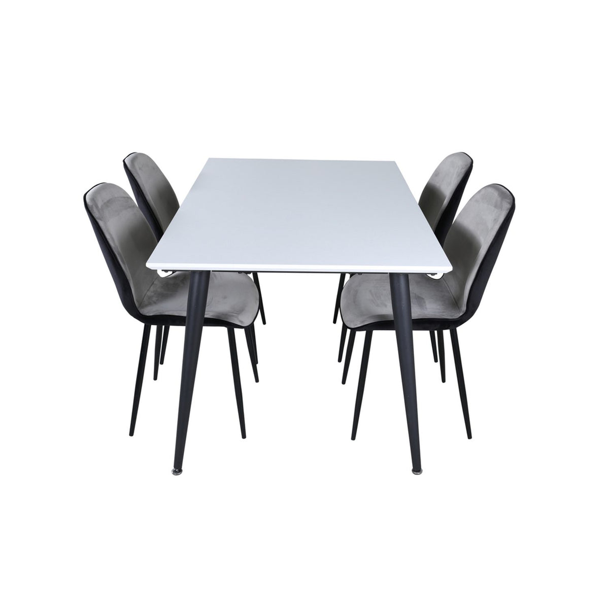 Jimmy, Emma Rektangulär matgrupp Svart,Grå, Svart,Vitt, 150 x 90