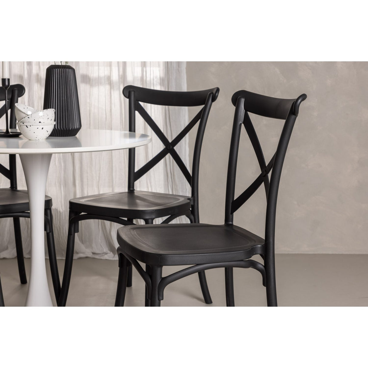 Hamden, Crosett Rund matgrupp Svart, Vit, ⌀80
