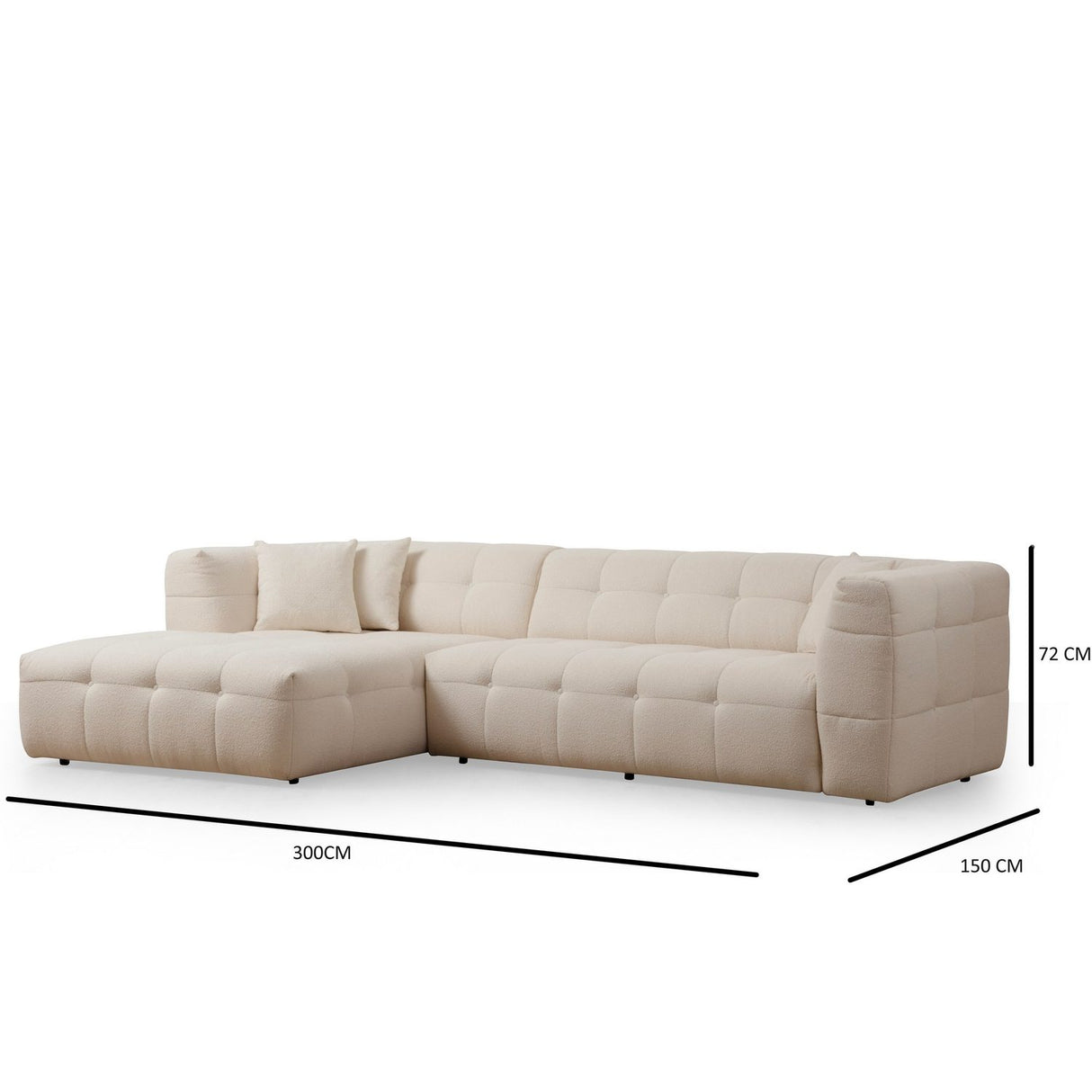 Vaduz Corner (300-150 x 100 x 72 cm) Beige Hörnsoffa Vänster