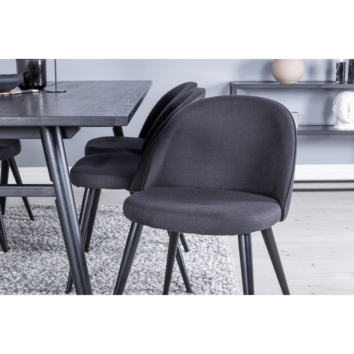 Sammet Matstol Svart, Polyester, 54 x 77 x 50