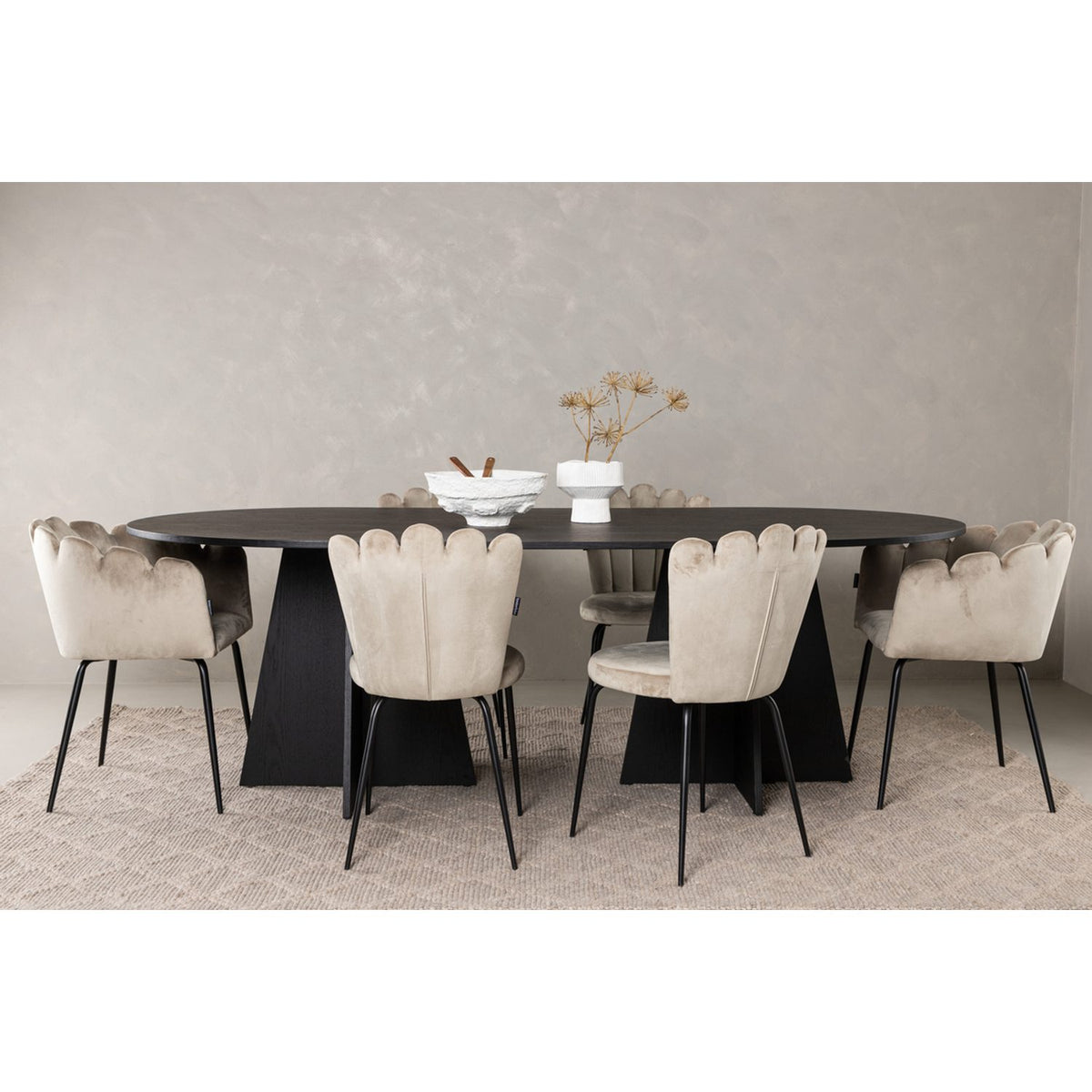 Bootcut, Limhamn Oval matgrupp Beige, Svart, Svart, 230 x 115