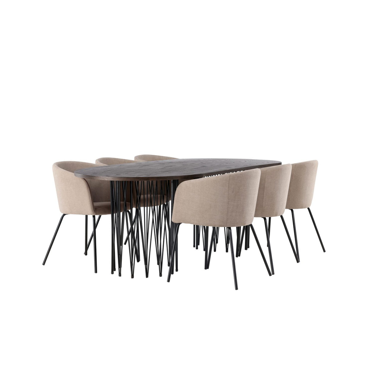 Stone, Berit Rektangulär matgrupp Beige, Svart, Svart, Mocka, 220 x 100