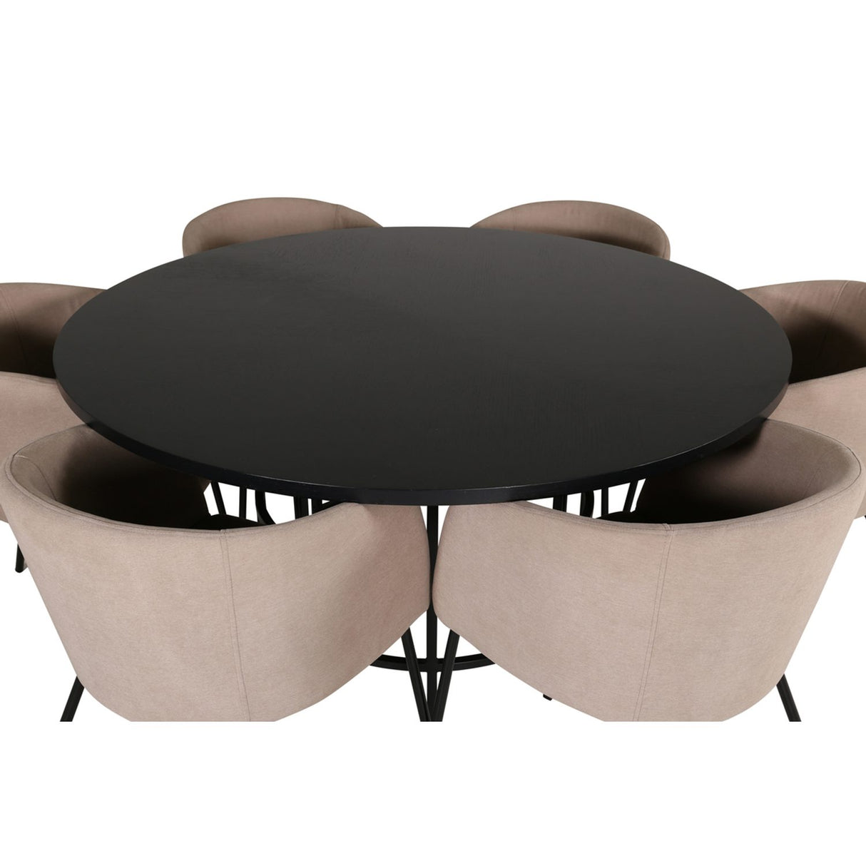 Copenhagen, Berit Rund matgrupp Beige, Svart, Svart, ⌀140