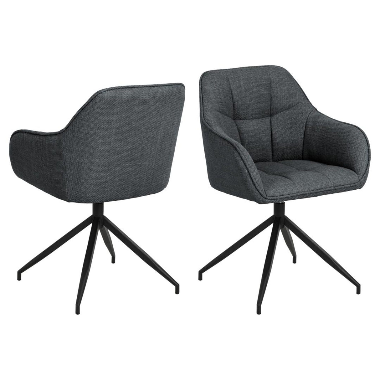 Laval Karmstol Snurr Basel tyg Mörkgrå