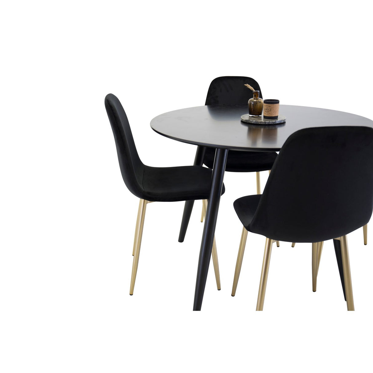 Plaza, Polar Rund matgrupp Svart,Guld, Svart, ⌀100
