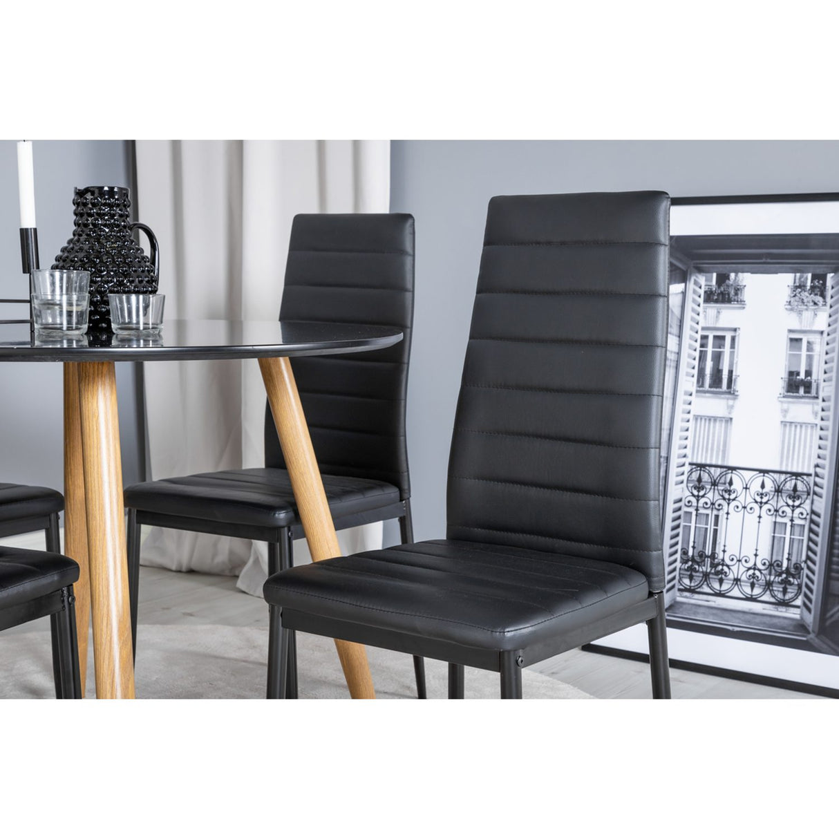 Plaza, Slim Rund matgrupp Svart, Svart, 4st