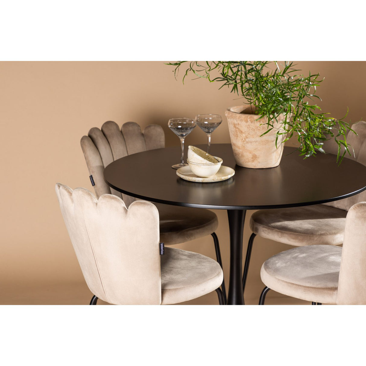 Glade, Limhamn Rund matgrupp Beige,Svart, Svart, ⌀100