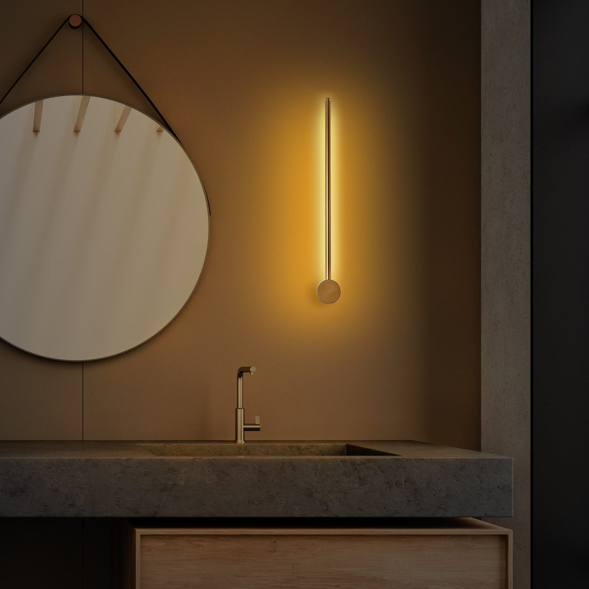 Kingston (62 x 10 x 7 cm) Guld Vägglampa