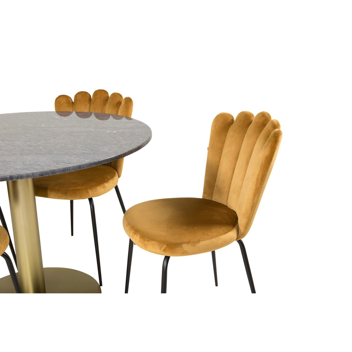 Estelle, Limhamn Rund matgrupp Svart,Gul, Guld, Mörkgrå, ⌀106