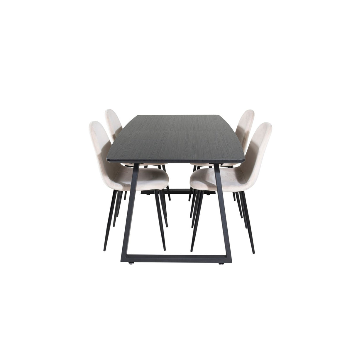 Inca, Polar Rektangulär matgrupp Beige,svart, Svart, 160 x 85
