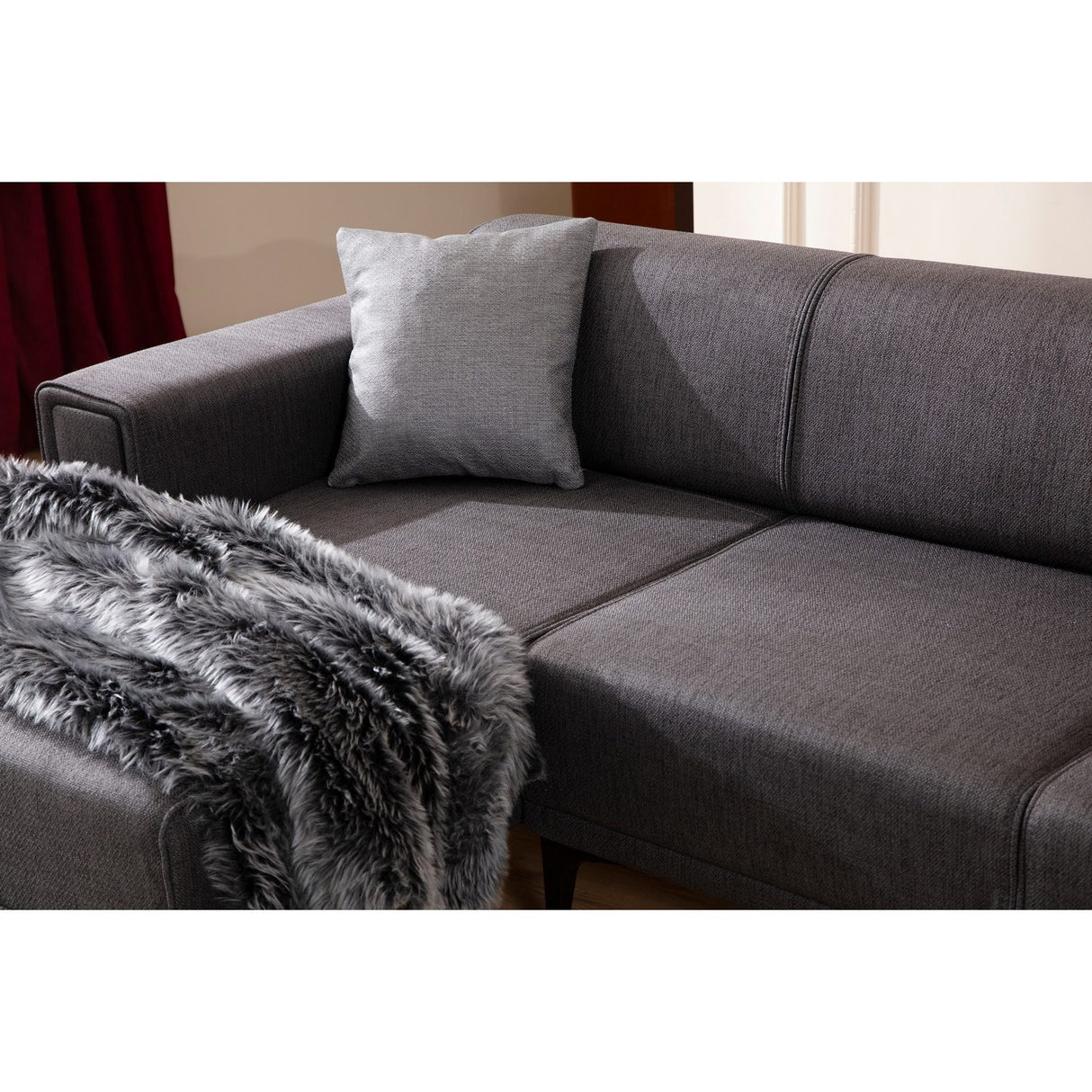 Hanoi (250-140 x 85 x 77 cm) Hörnsoffa-bäddsoffa Mörkgrå, Vänster