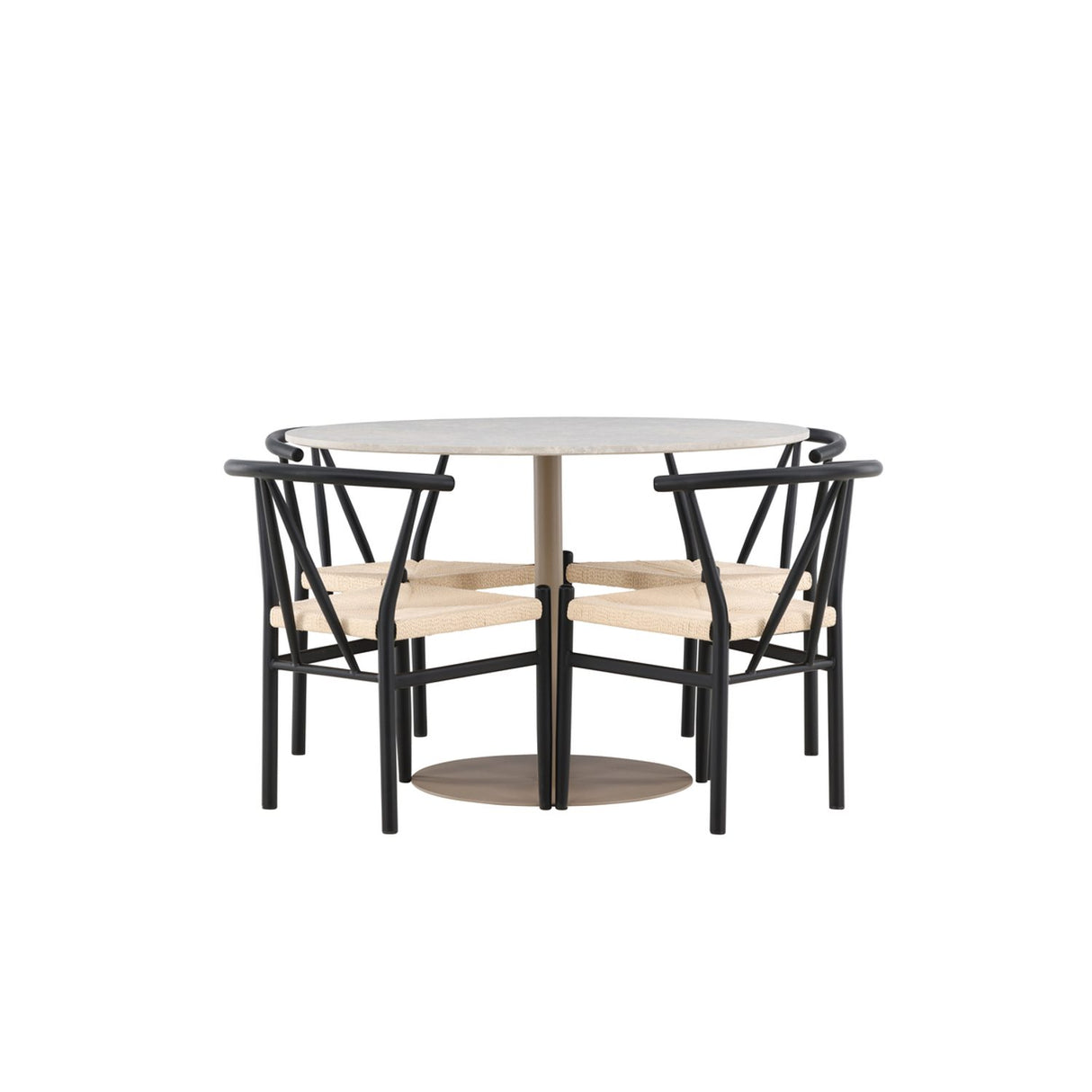 Lycke, Alfons Rund matgrupp Svart, beige, Beige, ⌀110