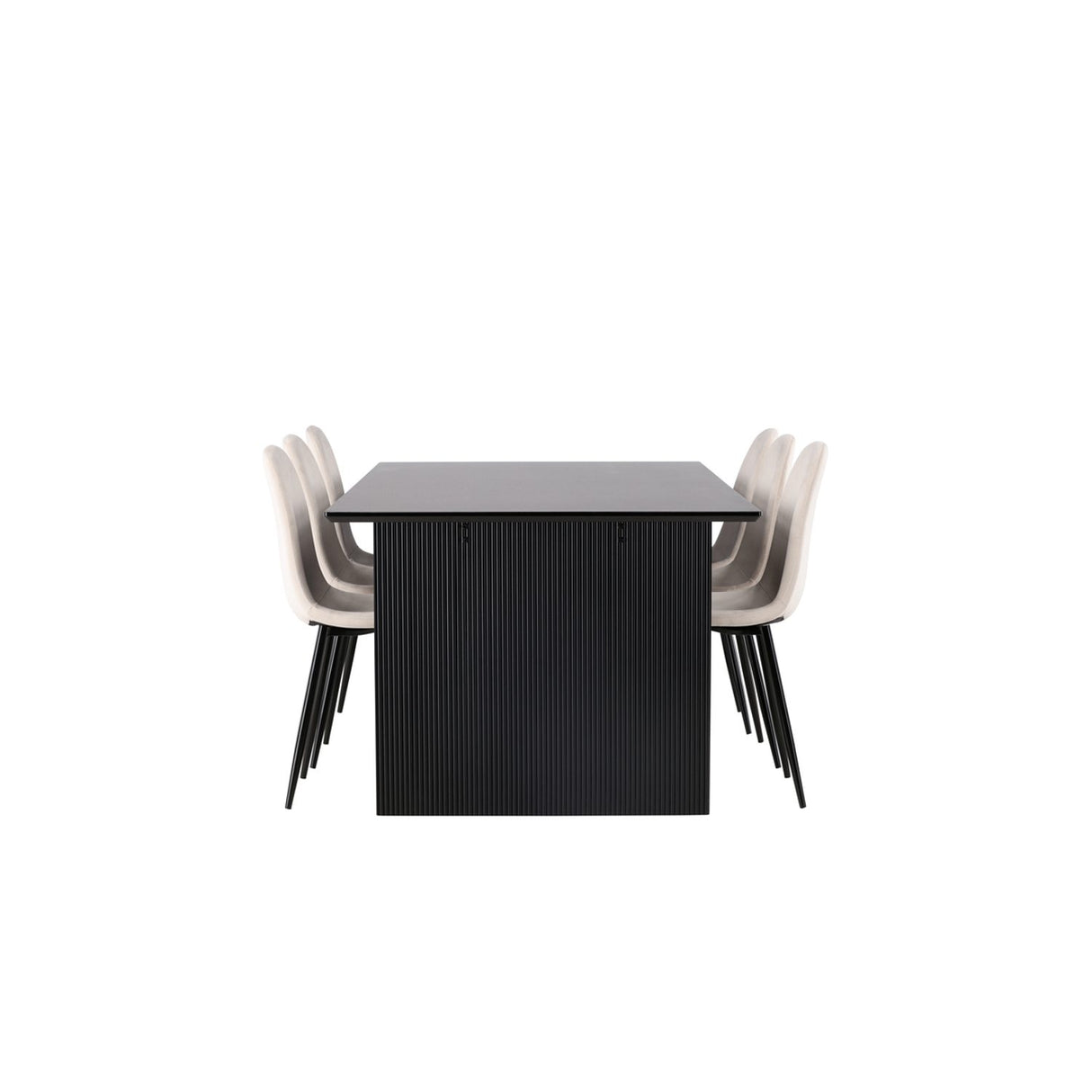 Vail, Polar Rektangulär matgrupp Beige, Svart, Svart, 200 x 100