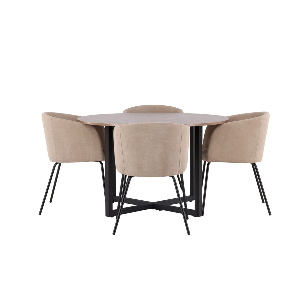 Durango, Berit Rund matgrupp Beige, Svart, Svart, valnöt, ⌀120