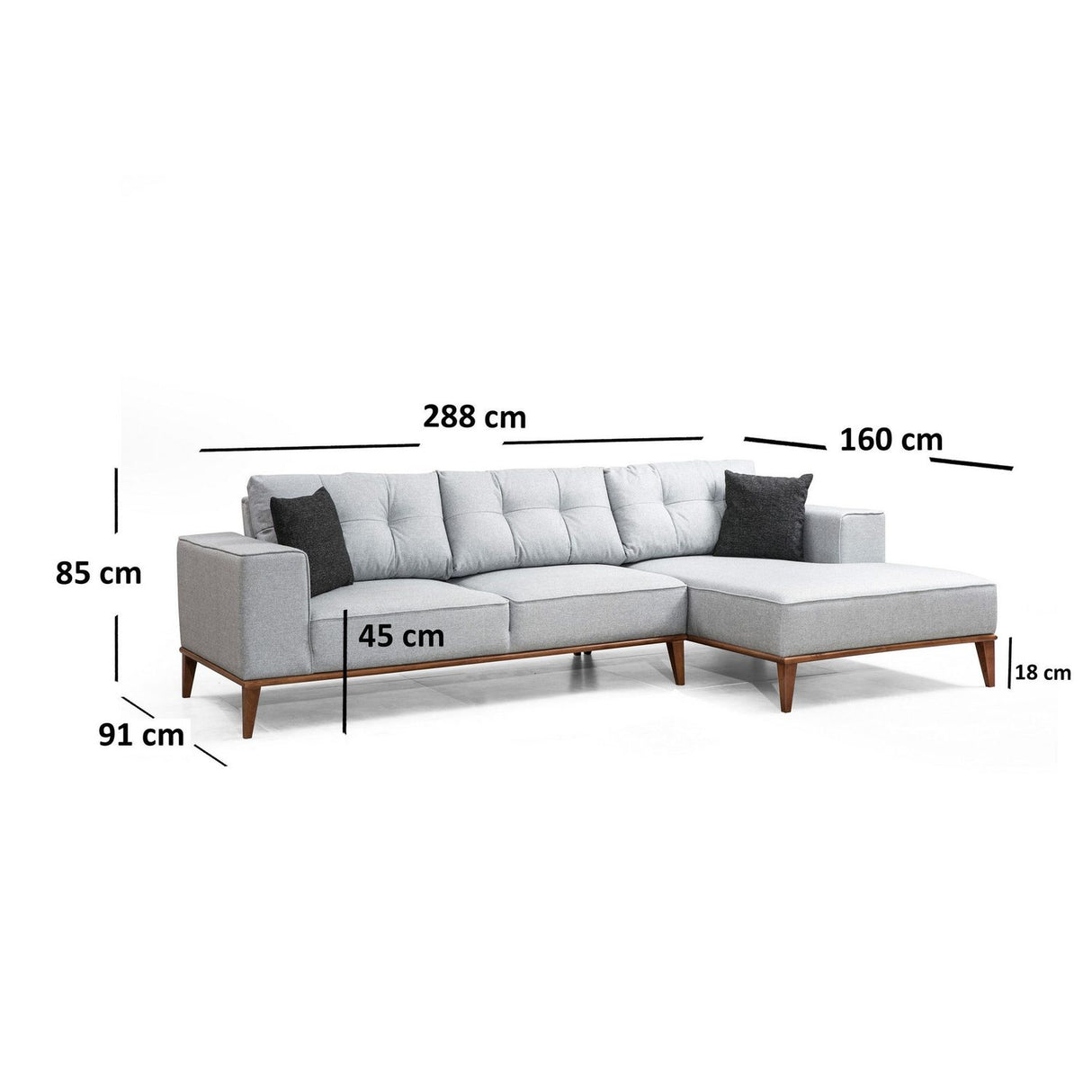 Windhoek Corner (288-160 x 91 x 85 cm) Hörnsoffbädd Höger