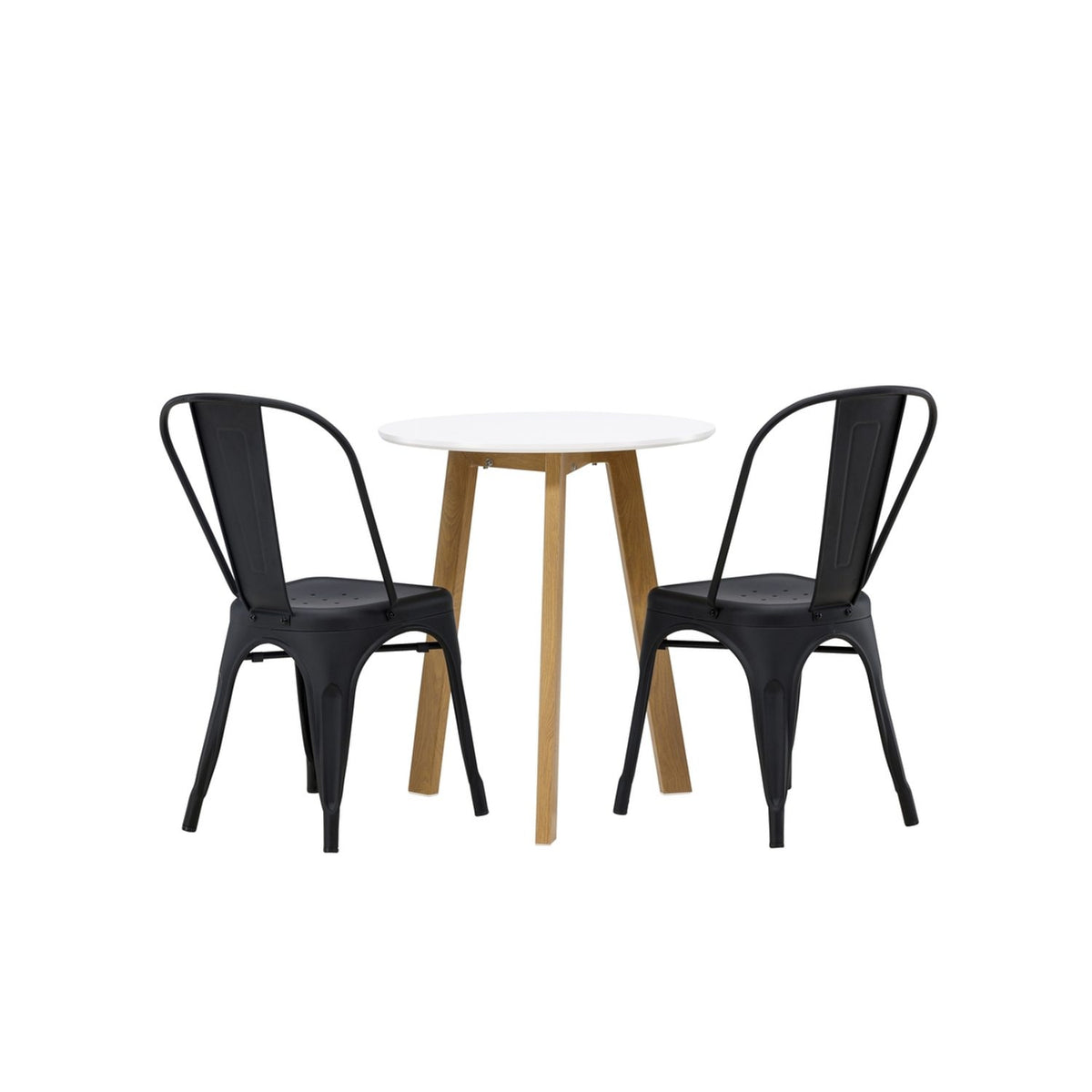 Leonora, Tempe Rund matgrupp Svart, Vit, ⌀65