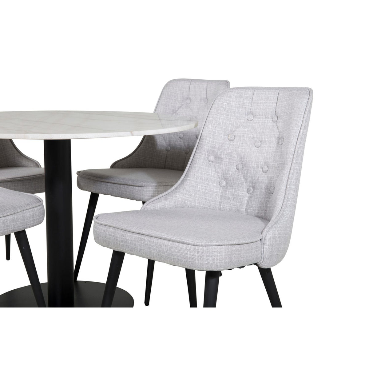 Estelle, Velvet Deluxe Rund matgrupp Svart,Ljusgrå, Svart, vit, ⌀106