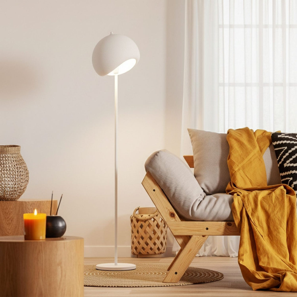 Yontu (H 170 cm) Vit Golvlampa