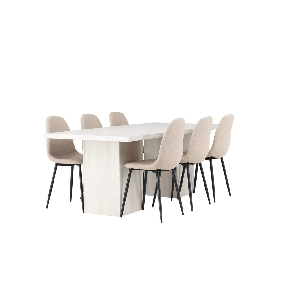 Olga, Polar Rektangulär matgrupp Beige,Svart, Vit, 200 x 90