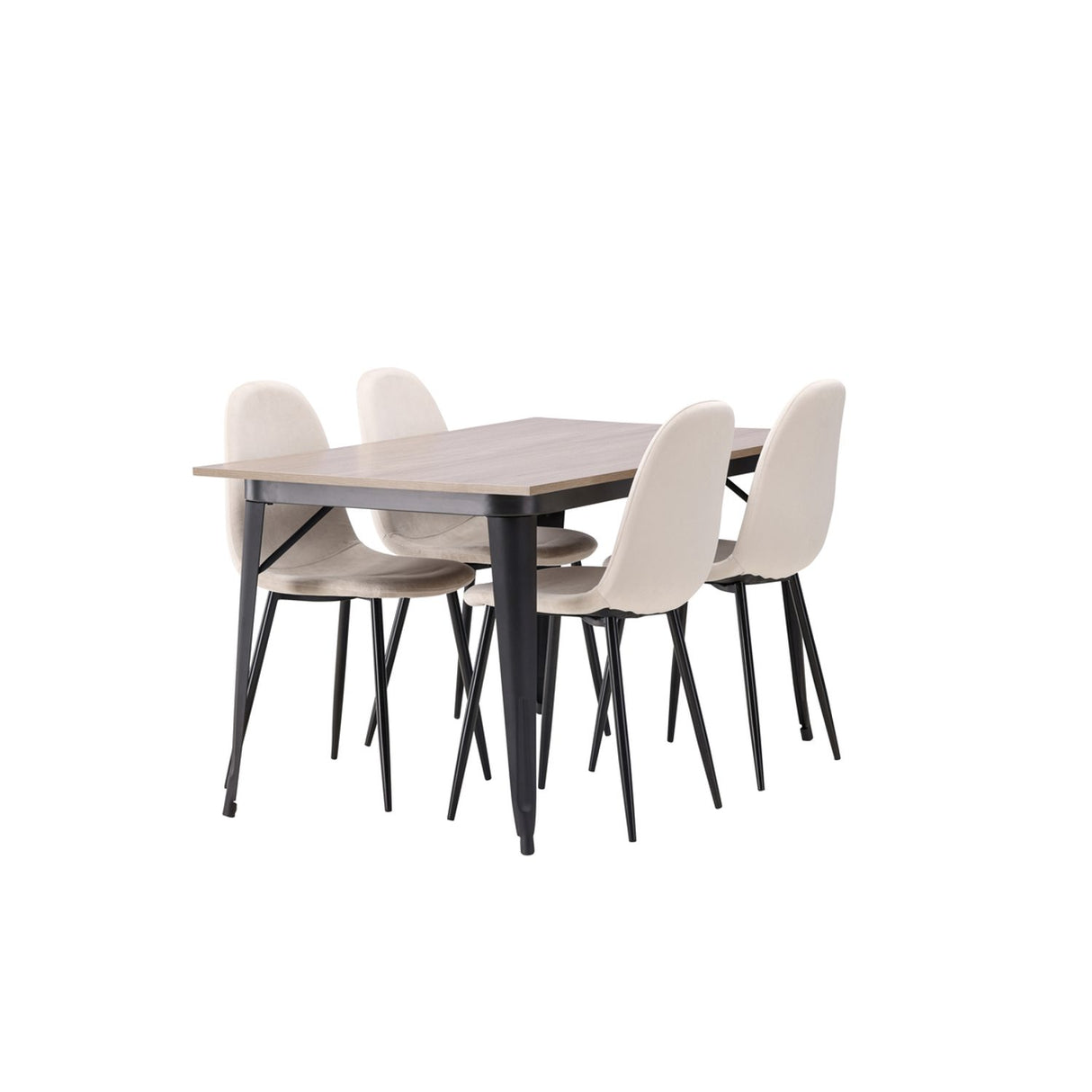 Tempe, Polar Rektangulär matgrupp Beige, Svart, Valnöt, 140 x 80