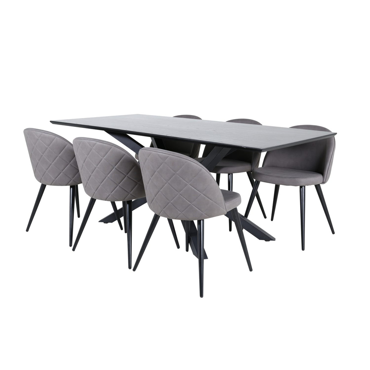 Piazza, Velvet Rektangulär matgrupp Svart,Grå, Svart, 180 x 90