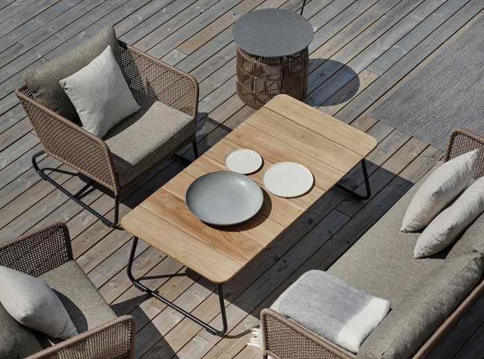 Nolli Soffbord 140x70 cm Svart/Teak