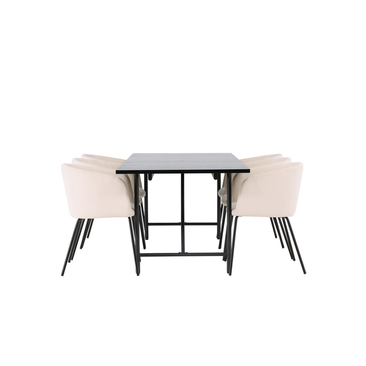 Astrid, Berit Rektangulär matgrupp Beige,Svart, Svart, 200 x 90