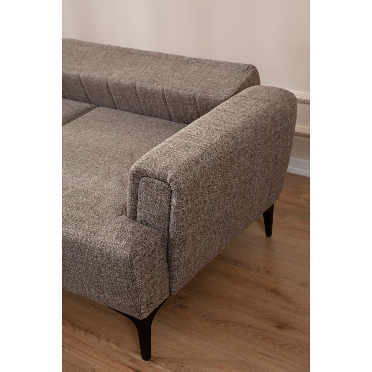 Jakarta (140-270 x 95 x 77 cm) Hörnsoffa-bäddsoffa Ljusbrun, Vänster