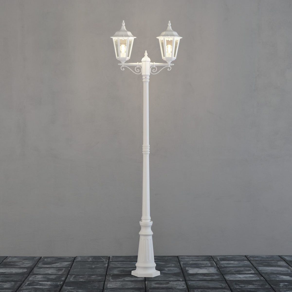 Firenze 2-arm E27 2.2m Lyktstolpe Mattvit