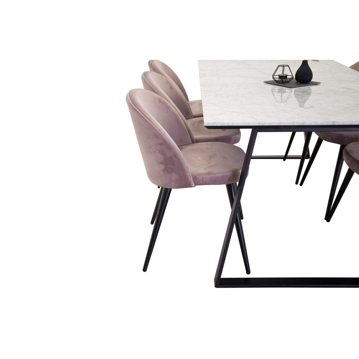 Estelle, Velvet Rektangulär matgrupp Rosa
