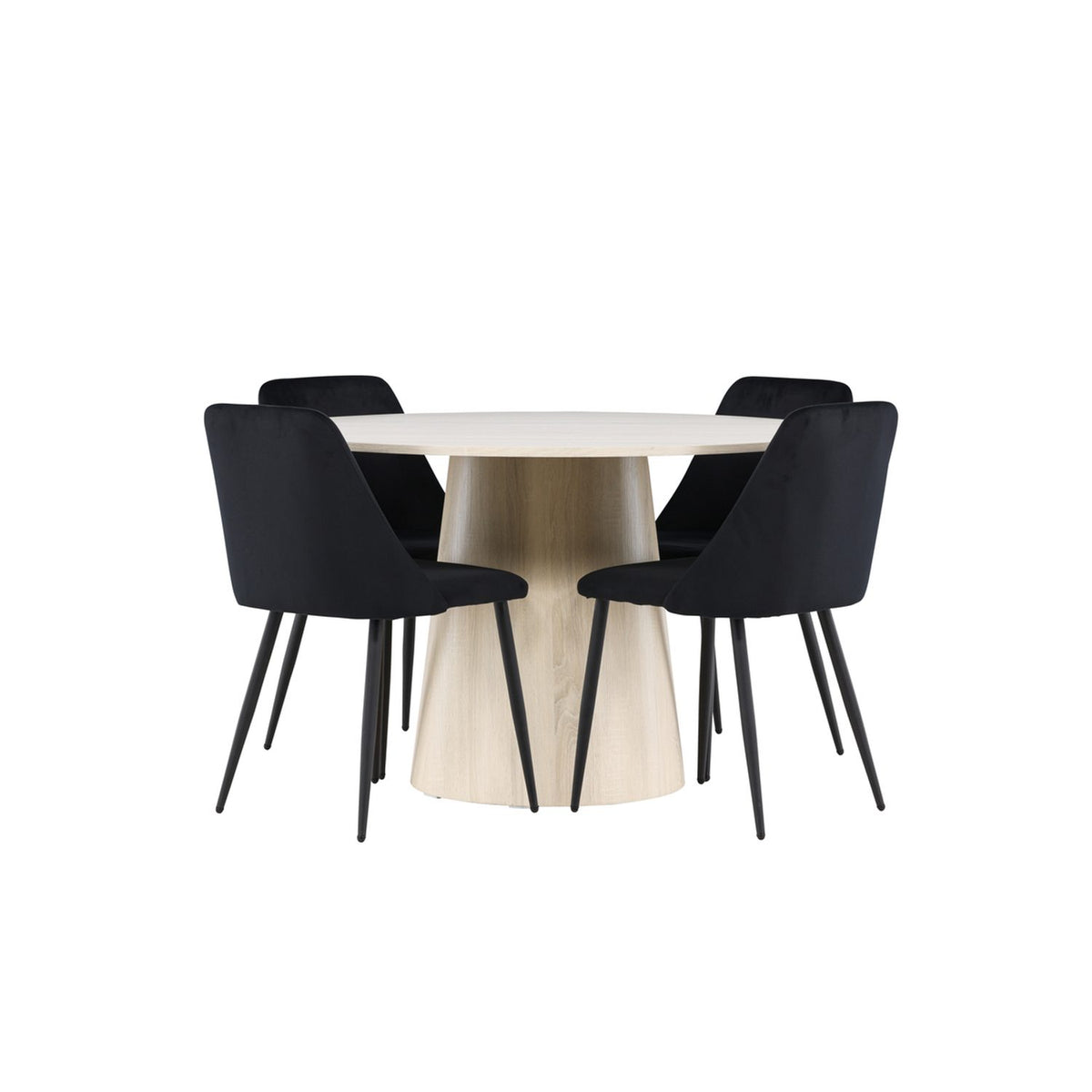 Lanzo, Night Rund matgrupp Svart, Vitputsad, 4st