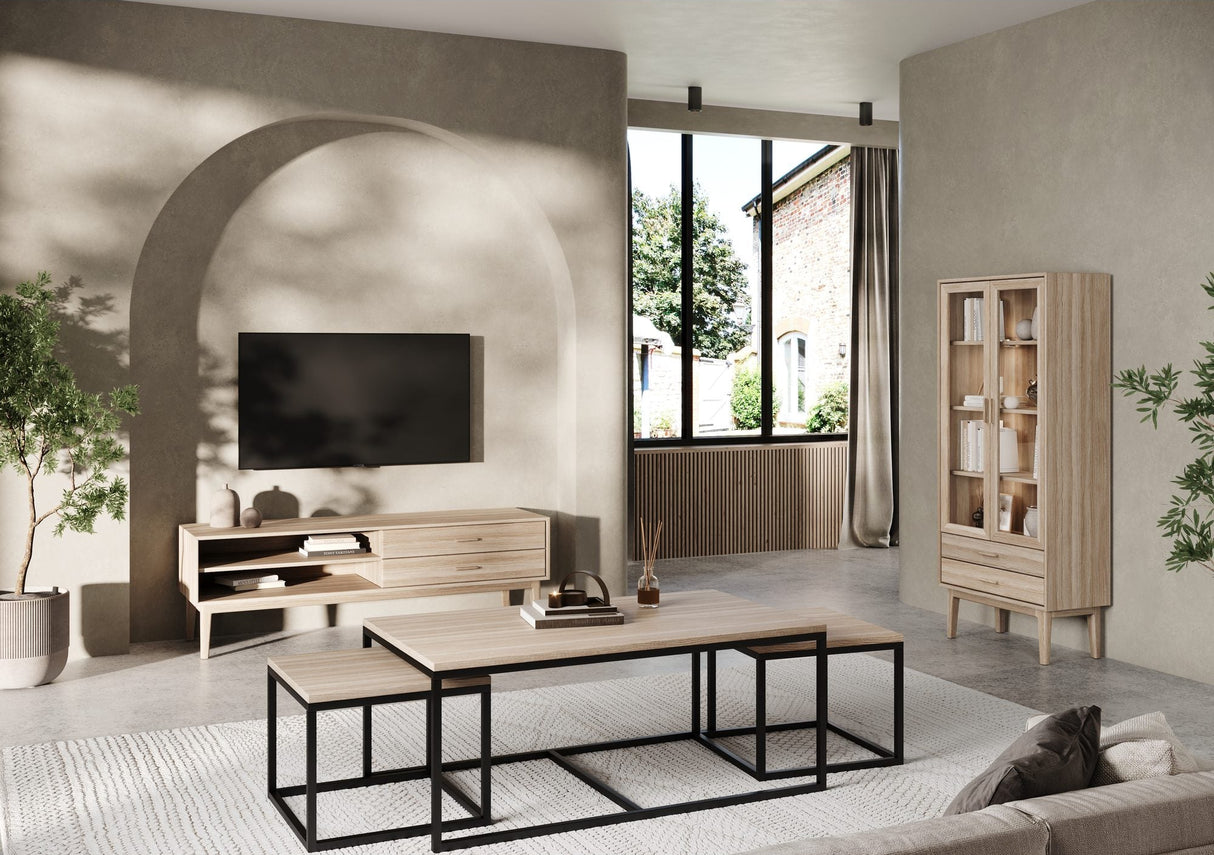 Vitrinskåp Nr.702 80x185 cm Vitoljad Ek