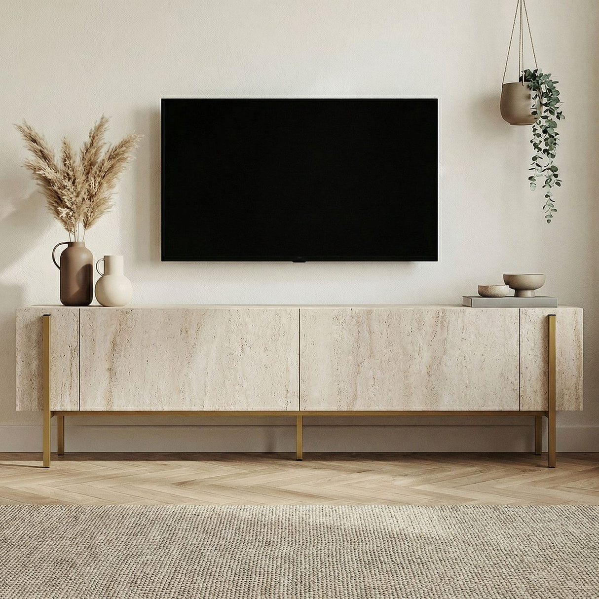 Carlito TV-bänk Travertine Gold