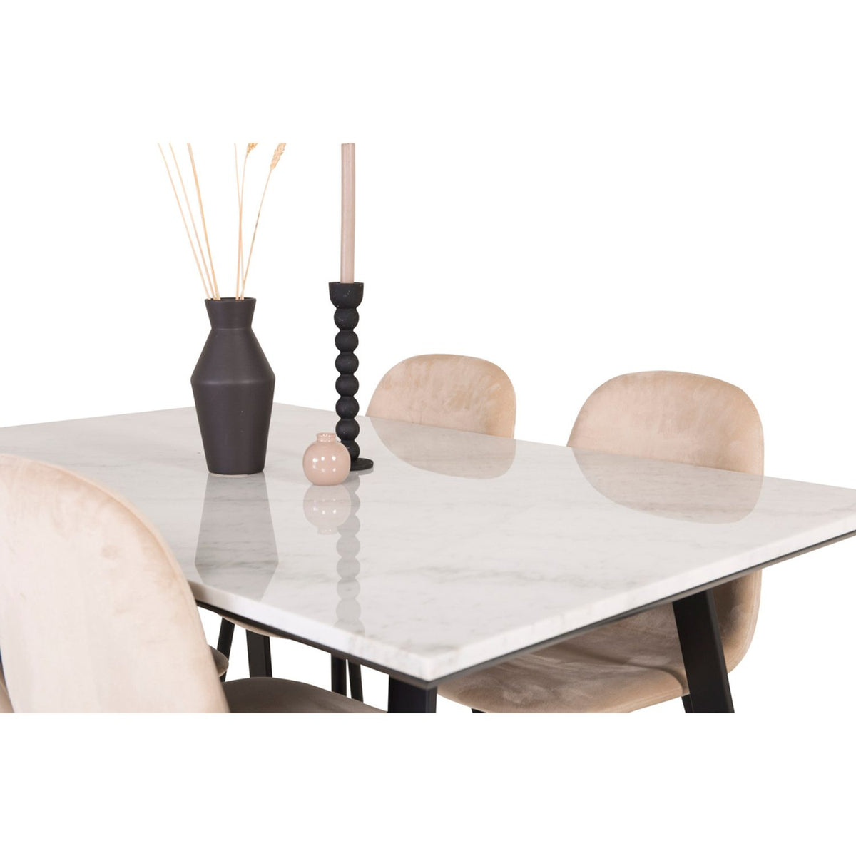 Estelle, Polar Rektangulär matgrupp Beige,svart, Svart,Vitt, 140 x 90