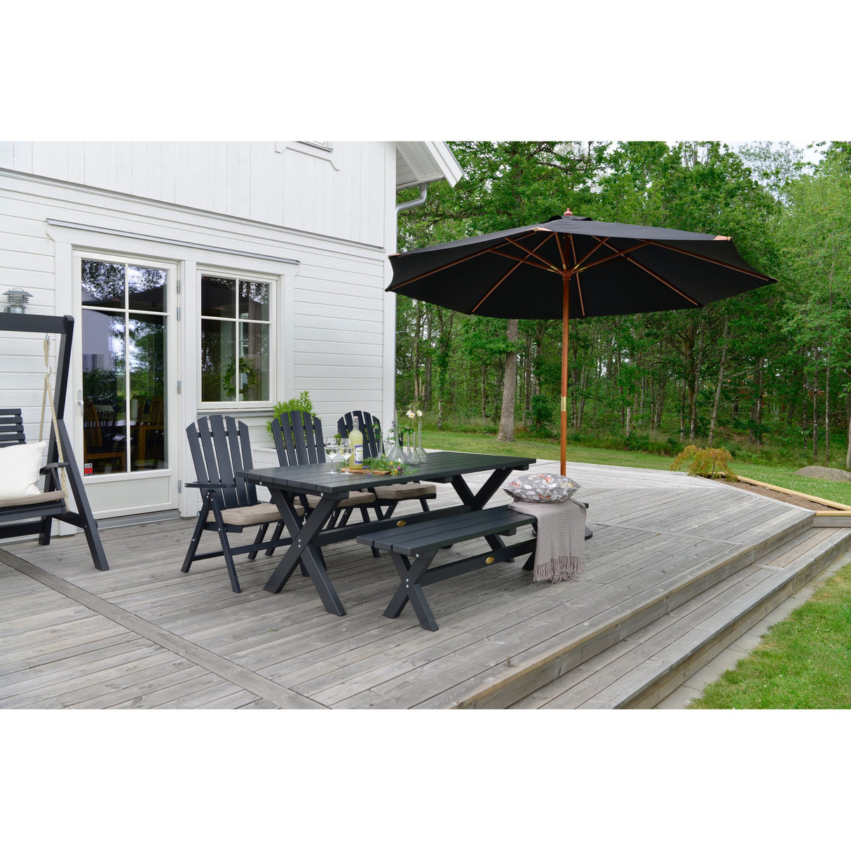 Träparasoll 335 cm Svart