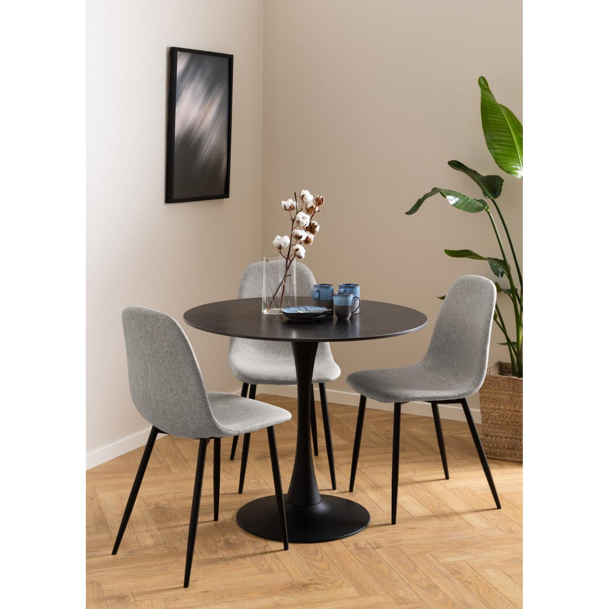 Nicole Matstol Nesia tyg Ljusgrå/Svart