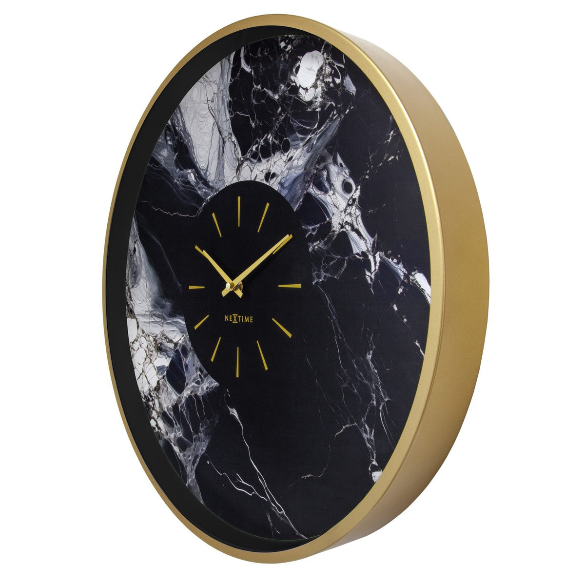 Marble duo 48 cm /svart Väggklocka Guld