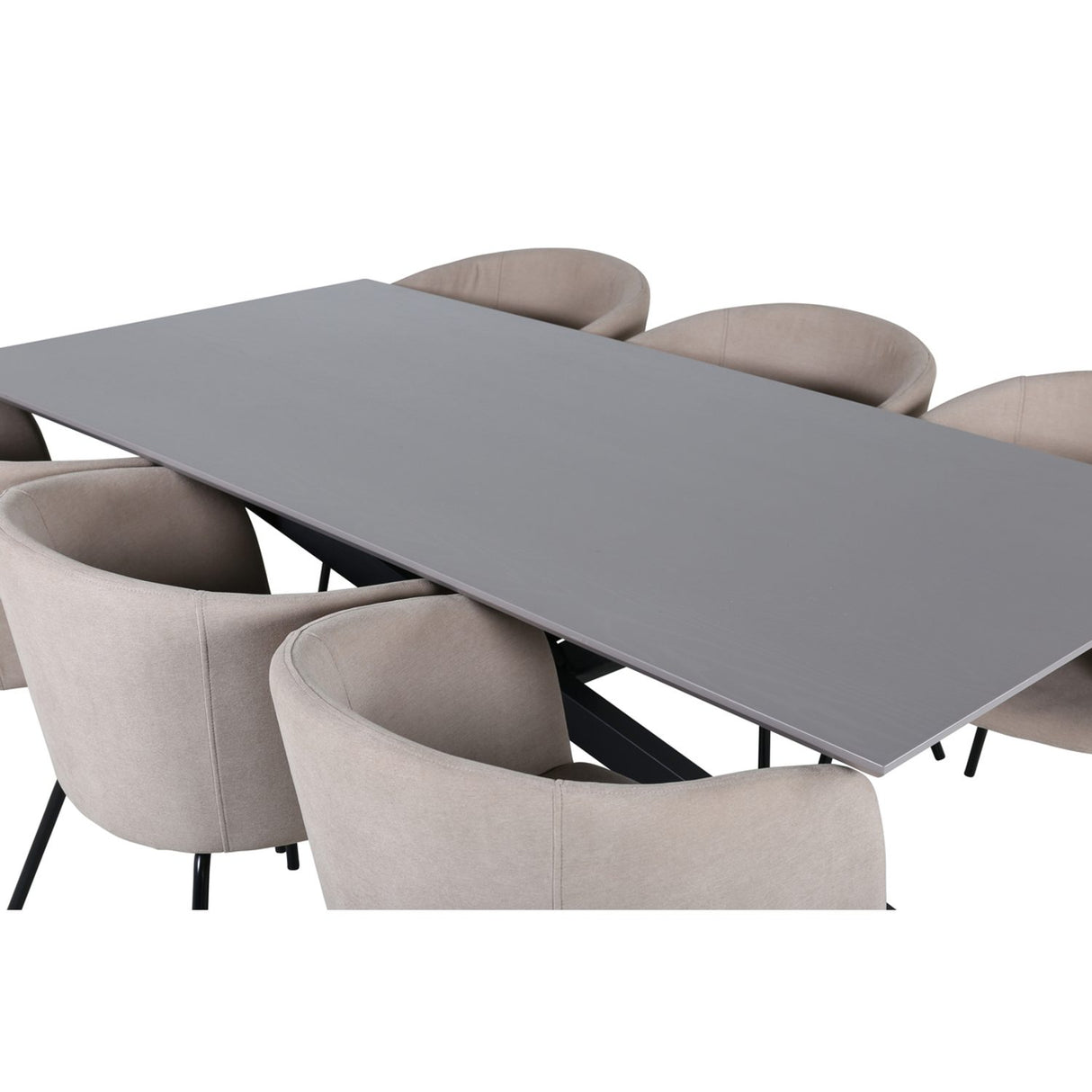 Piazza, Berit Rektangulär matgrupp Beige, Svart, Svart, mörkgrå, 180 x 90