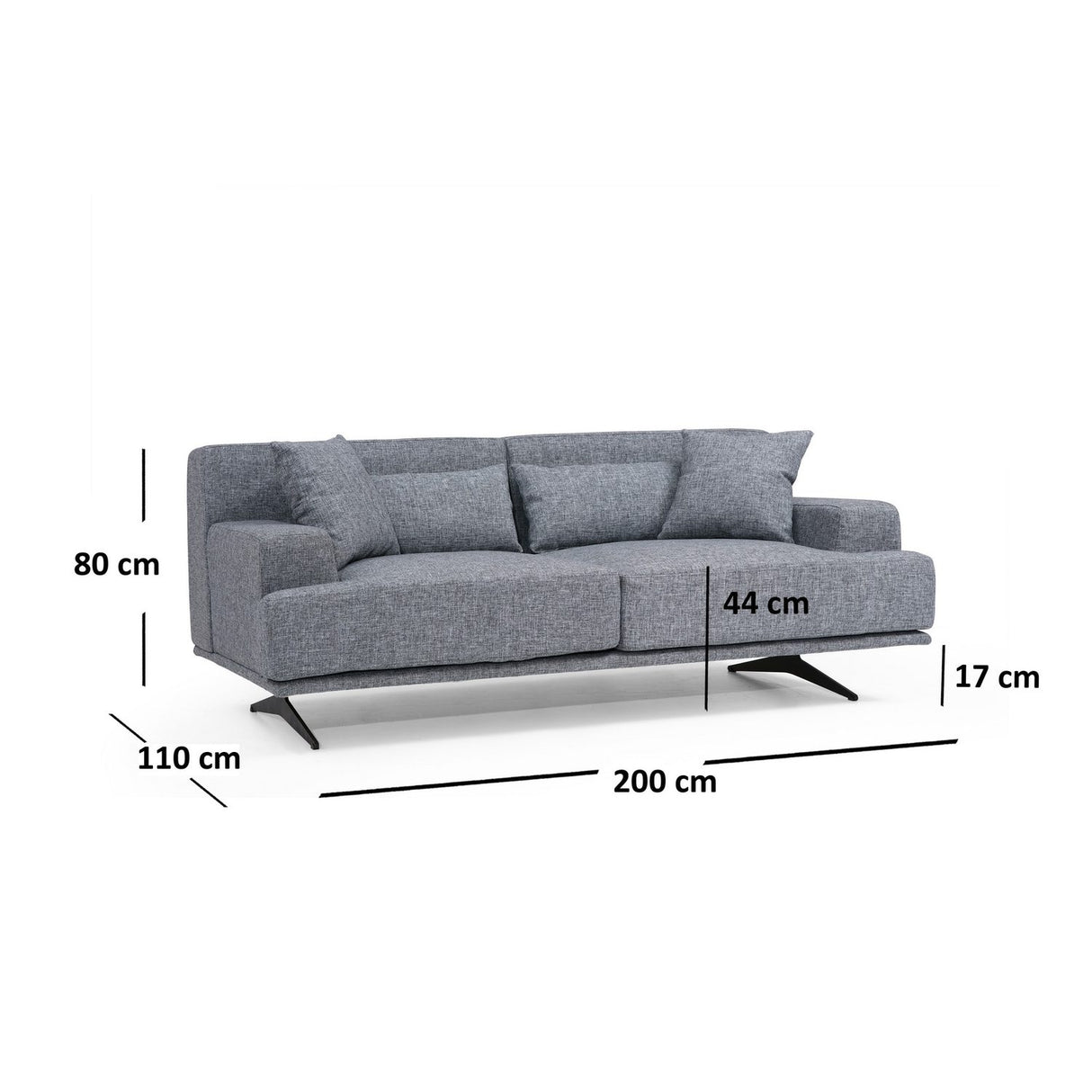 Bentley 2 Seater (200 x 110 x 80 cm) 2-sitssoffa Grå